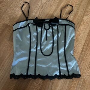 Adrianna Papell Satin Camisole with Black Trim